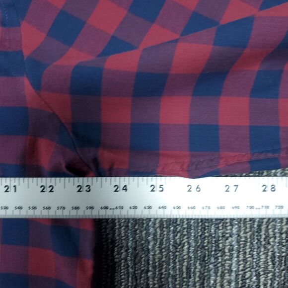 Twillory Shirt Mens XL Red Blue Plaid Button Up Untuckable Tailored Fit Cotton - Picture 10 of 13